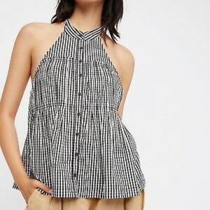 Free people take it easy gingham halter top
